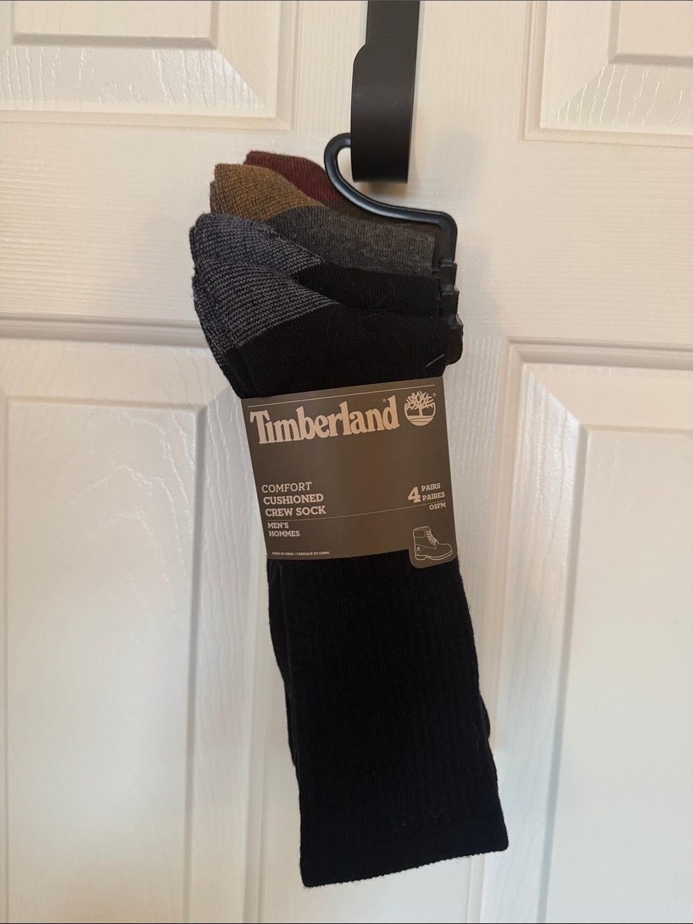 Timberland Men's Crew Sock Pack - Black, Gray, Brown, Maroon - Picture 1 of 5